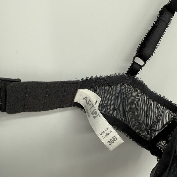 Apt 9 Dark Gray Sheer Lace Bra Underwire Size 36B Bralette - Picture 4 of 8